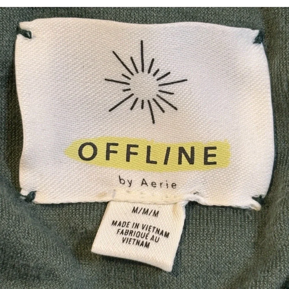 Offline by Aerie Green Velour Zip Up Hoodie Jacket Women Size‎ Medium - Picture 8 of 11